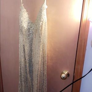 Gold sequin prom dress